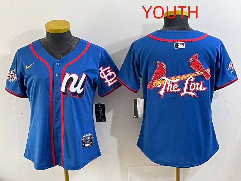 Youth 2025 St.Louis Cardinals Blank Blue All star Nike MLB Jersey style 02->youth mlb jersey->Youth Jersey